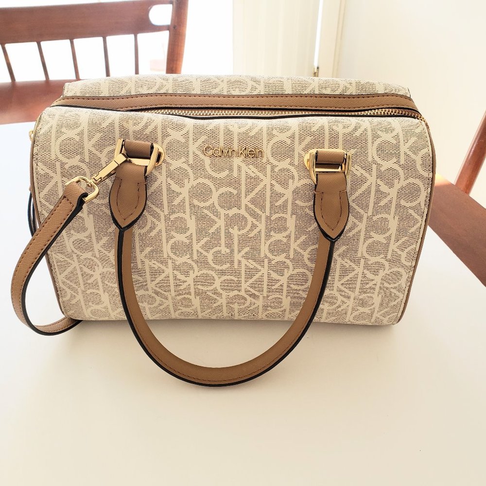 Calvin Klein Satchel Handbag W/ logo Allover Print
